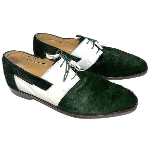 Davanzati Made in Italy Calf Hair Lace Up Oxford Cutout Dress Shoes